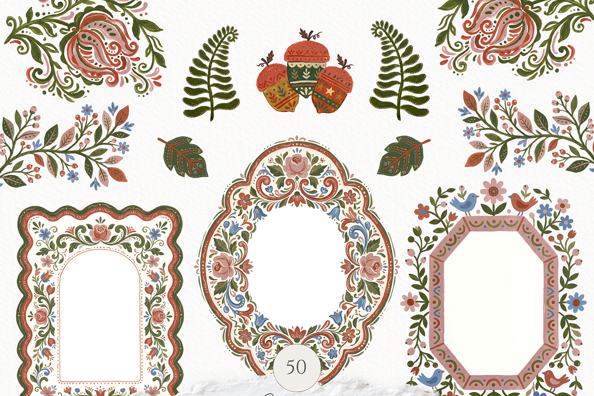 Folk Art Frame Scandinavian Frame, a Decorative Illustration by Invite to Clipart (Photo 2 of 9)