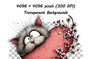 Whimsical Floral Cat Clipart Bundle, an Animal Illustration by one-touch (Thumbnail 9 of 18)