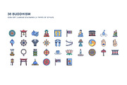 Buddhism religion icon set, an Icon by Icongeek26 (Thumbnail 3 of 4)