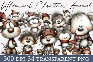Whimsical Christmas Animal Clipart, an Illustration by Designworld
