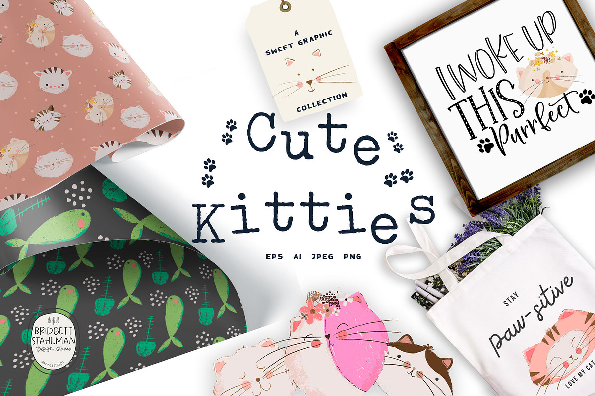 Cute Kitties Graphic Collection, an Animal Illustration by Bridgett Stahlman Design (Photo 1 of 10)