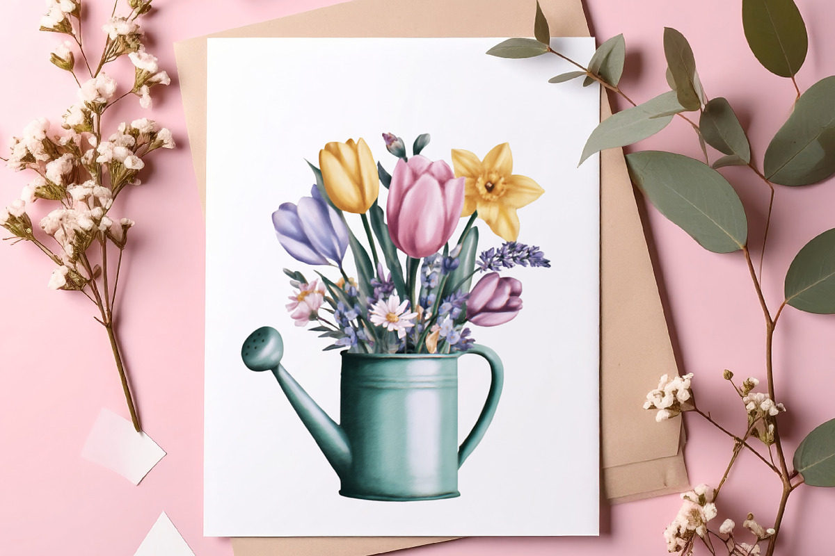 Watercolor spring flowers clipart, an Illustration by SinaCreation (Photo 4 of 8)