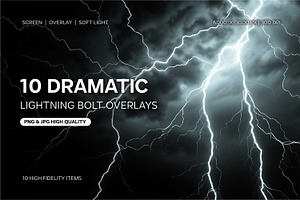 Dramatic Lightning Bolt Overlays, a Background Graphic by Partikusi Design