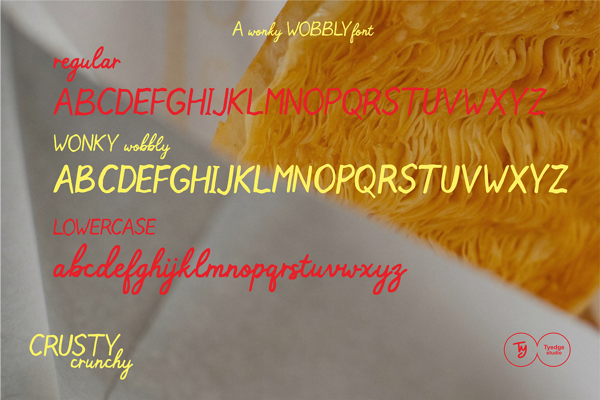 Crusty Crunchy A Wonky Wobbly Font, a Handwritten Font by Tyedge Studio (Photo 2 of 8)