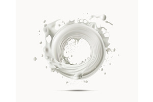 vector milk splash 3d natural look