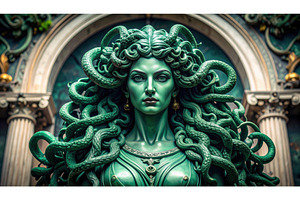 A mythical Medusa figure with green, an Arts & Entertainment Photo by Igor Tichonow