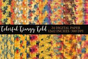 Colorful Grungy Gold Digital Paper, an Illustration by Designworld (Thumbnail 1 of 5)