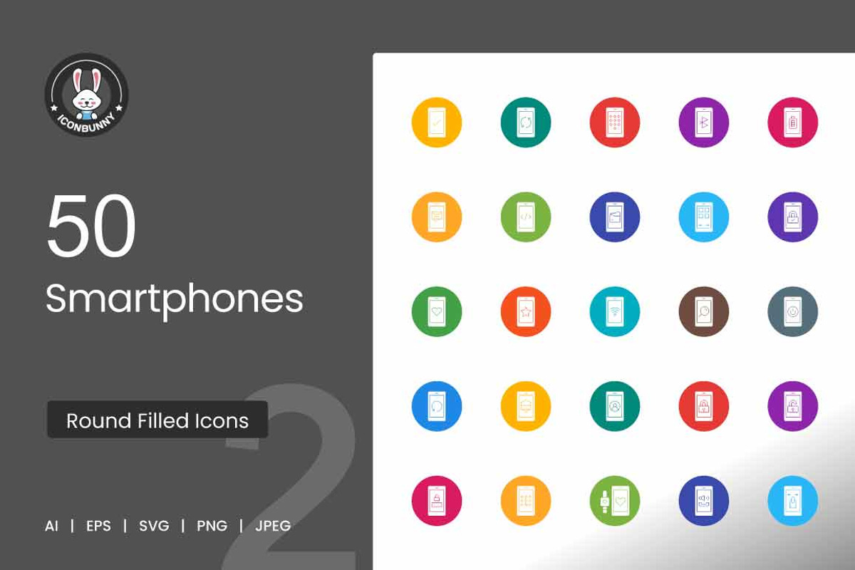 Smartphones Round Filled Icons, an Icon by IconBunny (Photo 1 of 2)