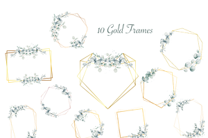 Eucalyptus Watercolor Gold Frames