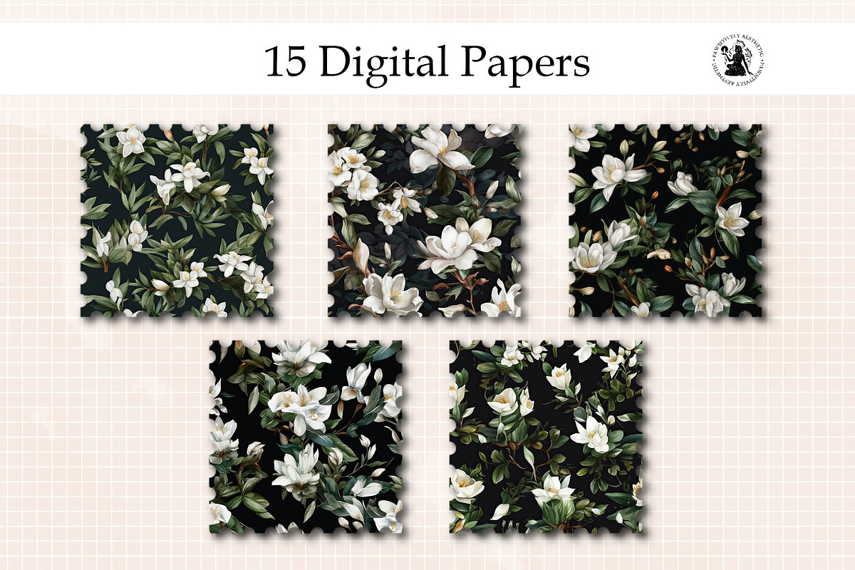 White Jasmine Seamless Pattern, a Pattern Graphic by Pawsitively Aesthetic (Photo 2 of 4)