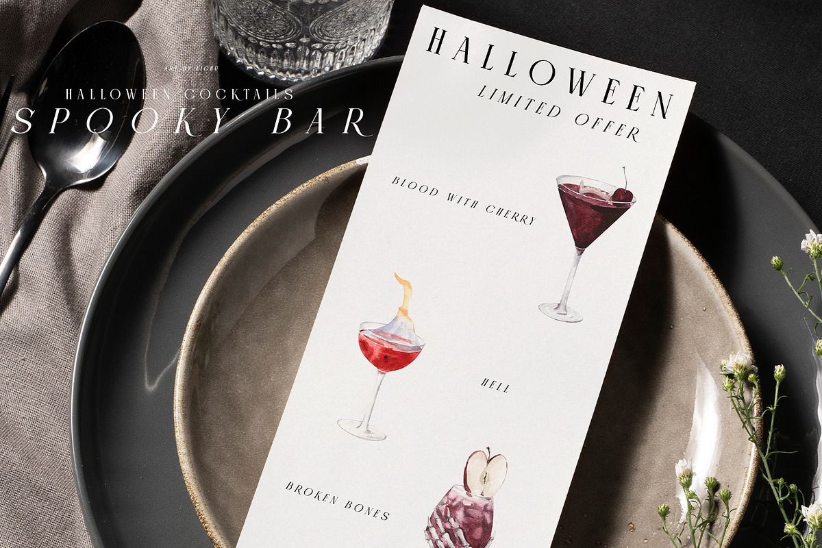 Spooky Bar Halloween Cocktails, a Seasonal Illustration by LiChu Art (Photo 4 of 14)