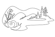 Beautiful landscape with Lake, woods, a Seasonal Illustration by Valenty (Thumbnail 2 of 3)