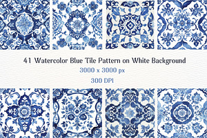 41JPG Watercolor Blue Tile Patterns