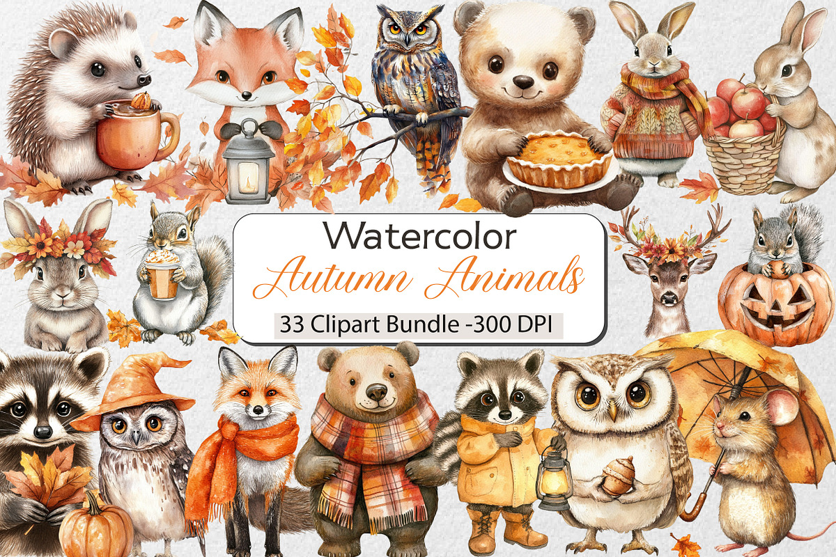 Autumn Animals Clipart, an Illustration by DreamCafeArt (Photo 1 of 4)