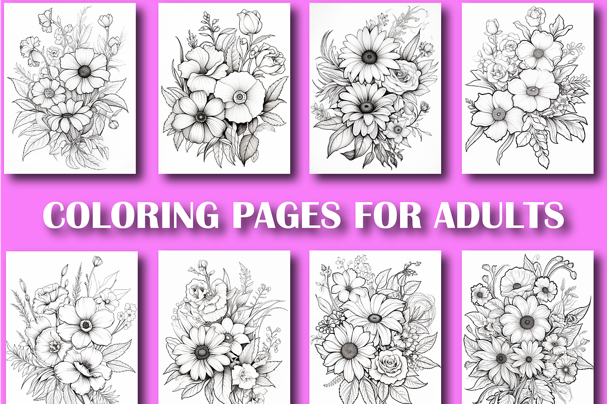 Flowers Coloring Book for Adults -V2, an Animal Illustration by Design Zone (Photo 4 of 7)