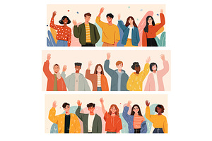 Group smile wave. Multicultural, a Person Illustration by Stock-Smart-Start
