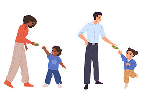 Young mother and father give their, a Person Illustration by Vectorbuum