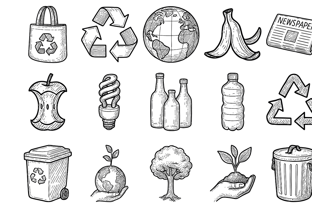 Recycling Eco Set, an Object Graphic by nikagraphic