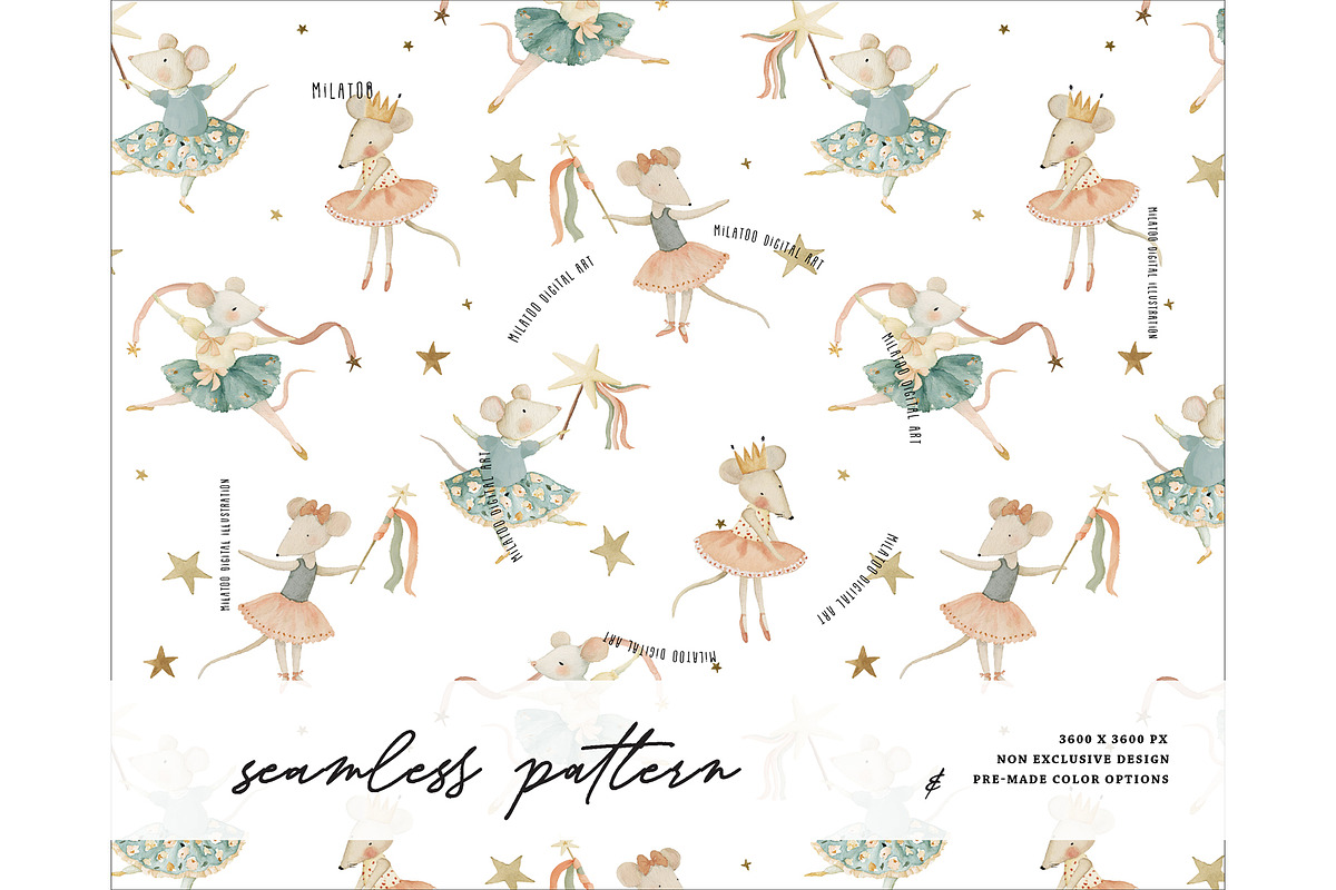 Ballet Princess Fairy Mouse pattern, a Pattern Graphic by Milatoo (Photo 1 of 4)