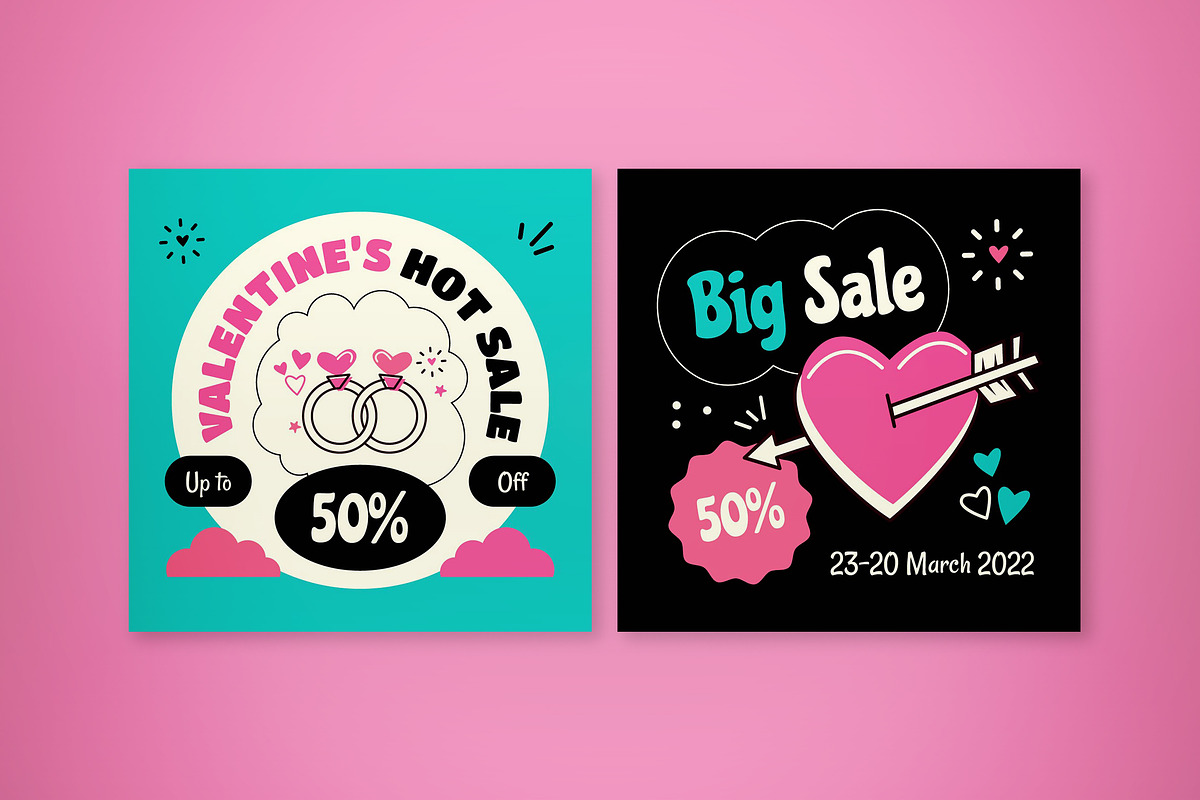 Valentine Sale Banner, an UI Kit Template by graphicook (Photo 2 of 5)