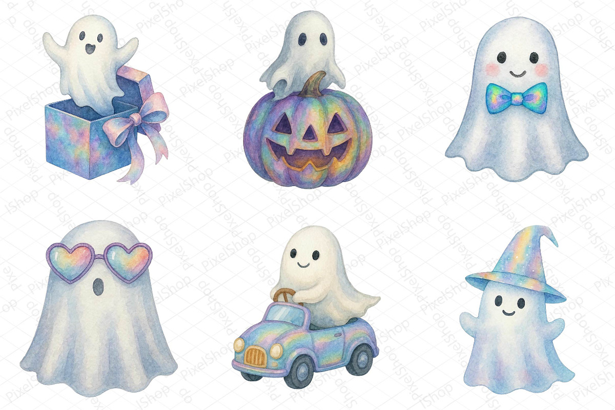 Funny Halloween Ghost Iridescent, an Illustration by DreamPrint404 (Photo 4 of 5)