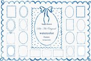 Watercolor Hand-Drawn Blue Frames, an Object Graphic by Solo Art Original (Thumbnail 1 of 12)