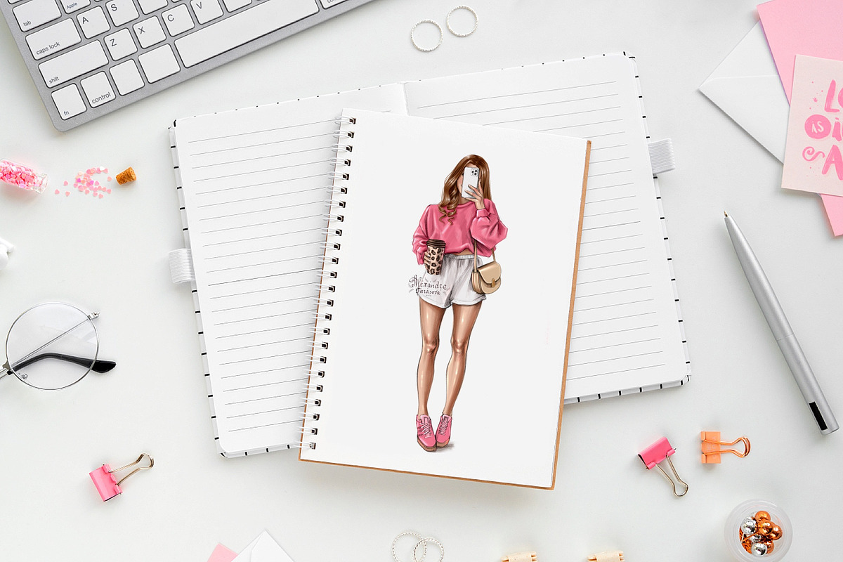 Fashion Girl Pink Sweater, a Person Illustration by BigArtLab (Photo 4 of 4)