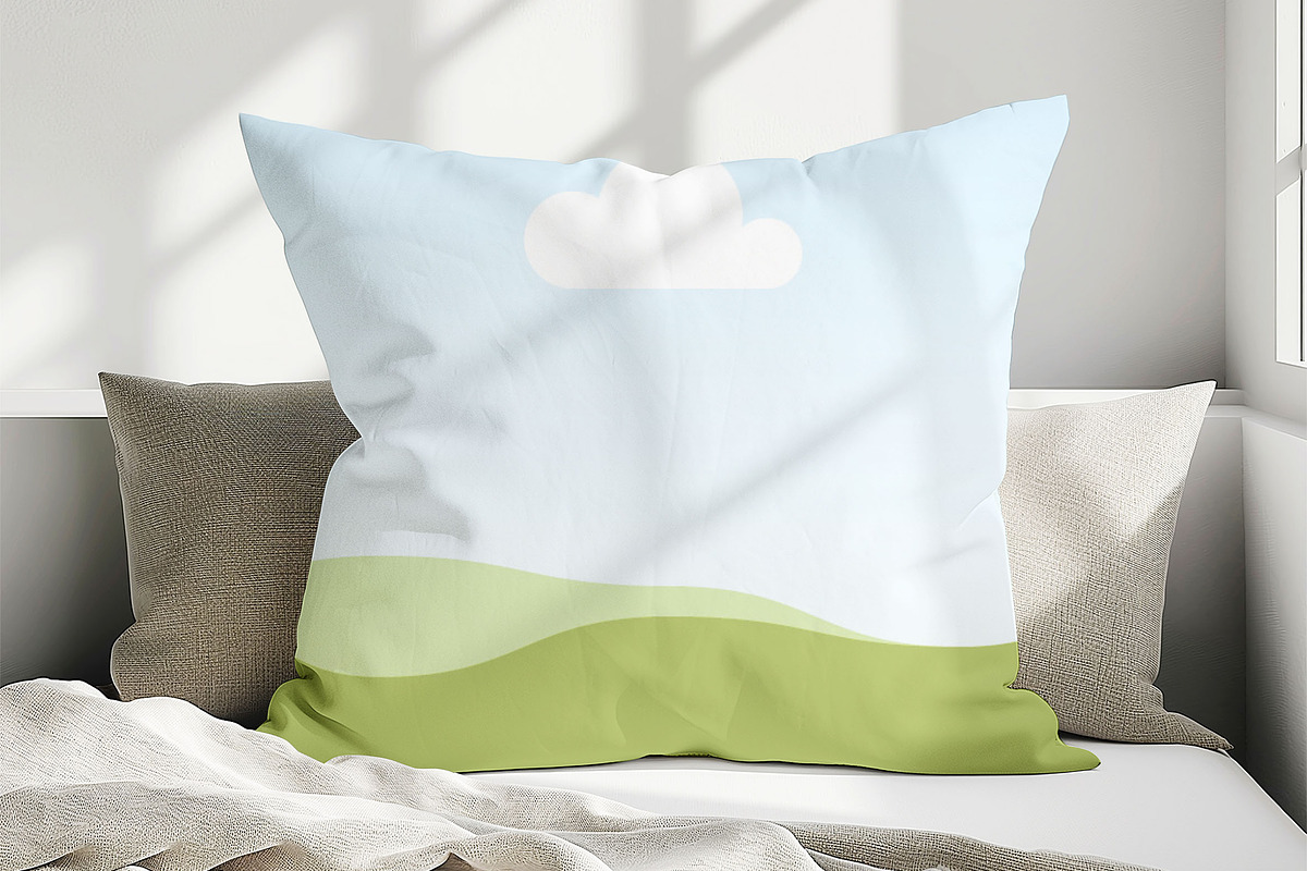 Living Room Square Pillow Mockup, a Household Mockup by NoemieDesigns (Photo 3 of 11)