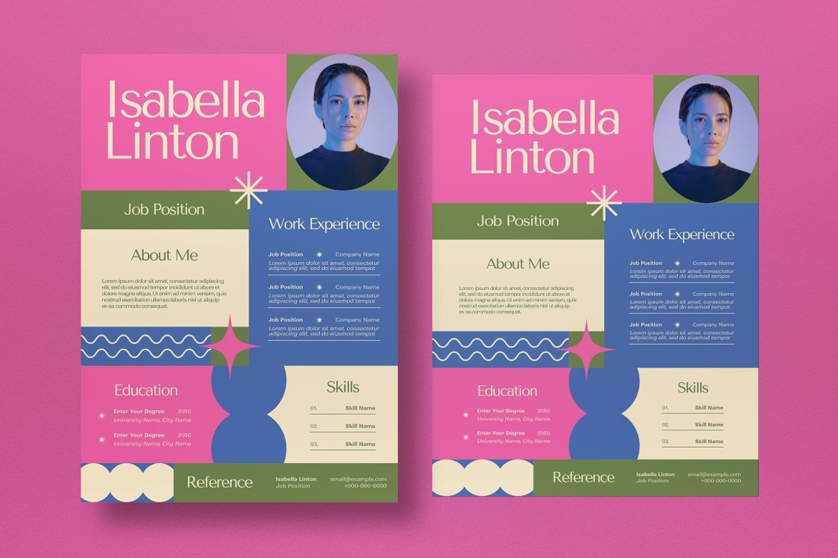 Pink Colorblock Resume US Letter, a Resume Template by graphicook (Photo 2 of 3)