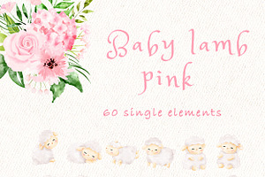 Baby Lamb Pink Nursery Clipart