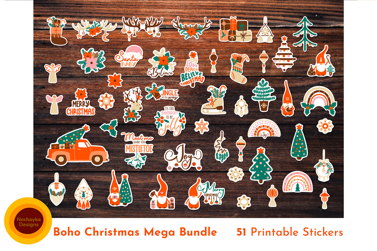 Boho Bundle Christmas Stickers, an Object Graphic by AvaAva (Photo 8 of 8)