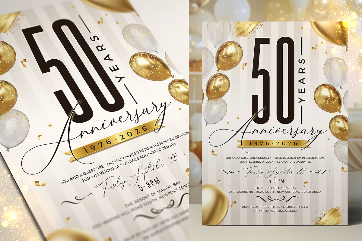 Gold Anniversary Invitation, a Flyer Template by Aarley Kaiven (Photo 1 of 2)
