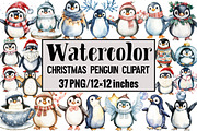 Christmas Penguin Clipart, an Illustration by Design Market (Thumbnail 1 of 4)