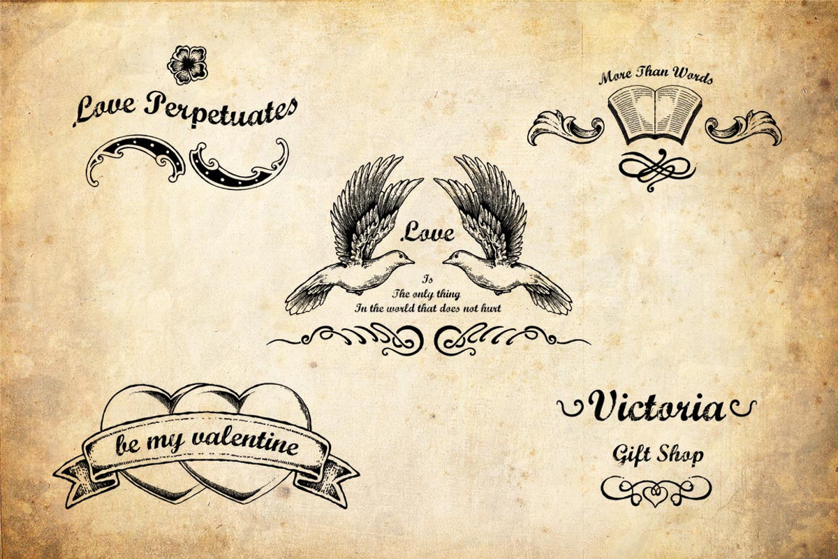 50+ Hand Drawn Valentine Elements preview 2