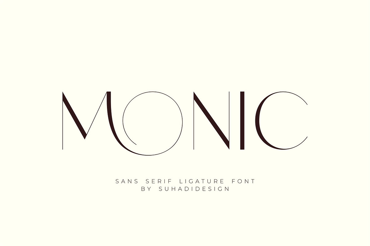 Monic - Modern Ligature Font, a Sans Serif Font by suhadidesign (Photo 1 of 11)
