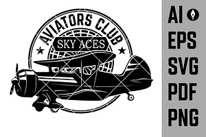 Set Of Aviators Club Labels SVG