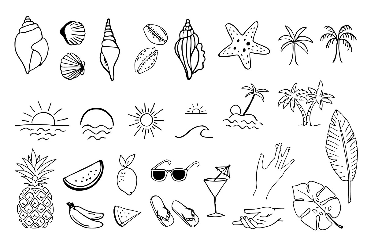 Summertime hand drawn Elements, a Texture Illustration by Annakaroline (Photo 7 of 7)