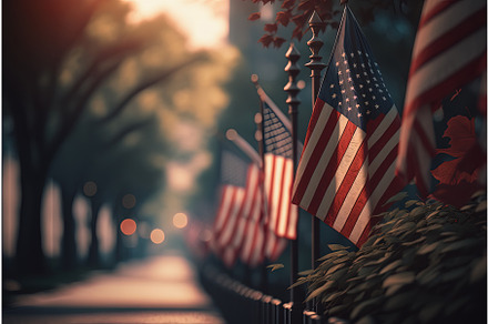 Holiday display of American flags on, an Object Illustration by Lermont51