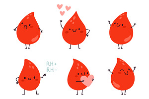 Cute cartoon blood drop characters, a Healthcare Illustration by Vectorbuum