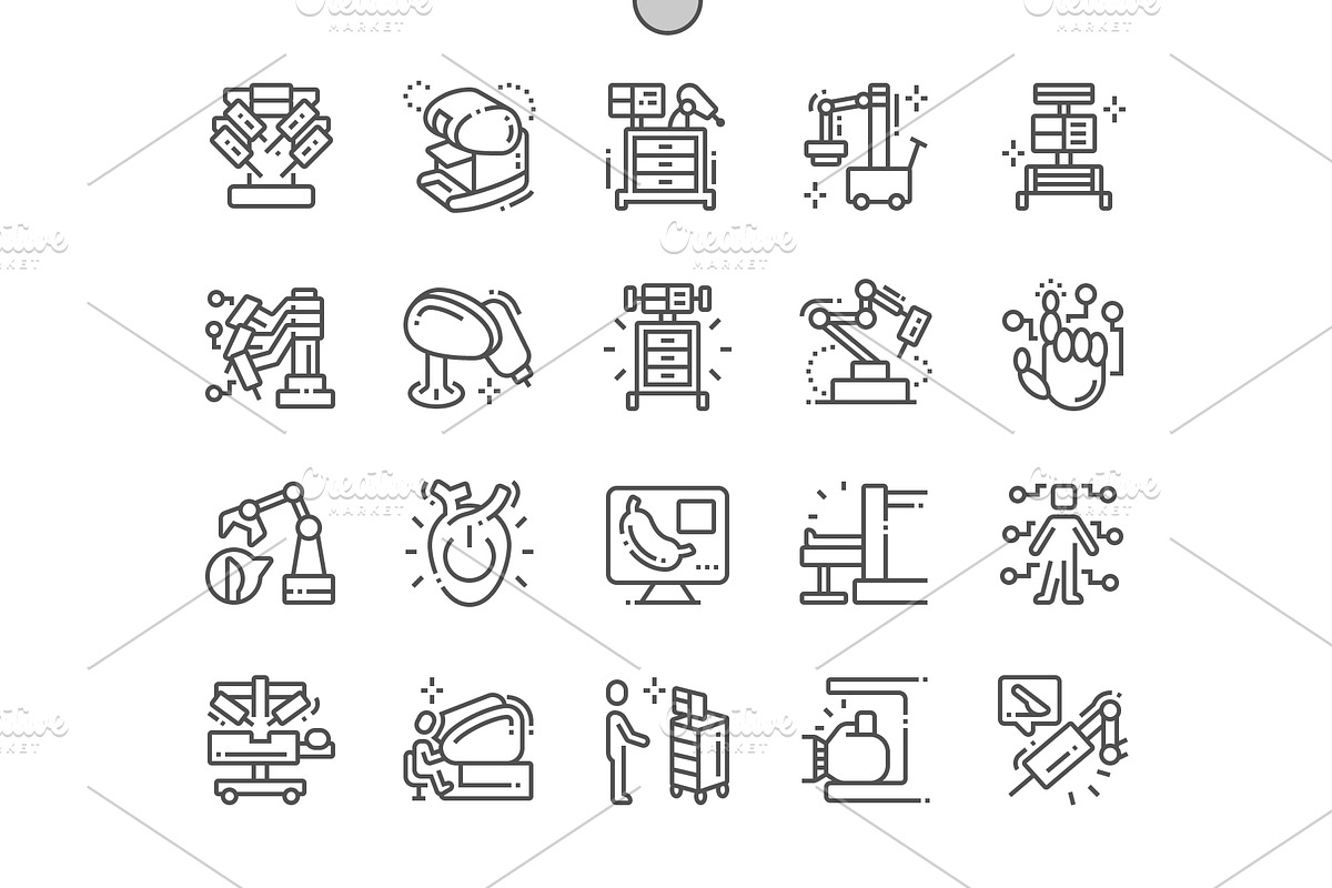 Robotic Surgery Line Icons, an Outline Icon by Palau
