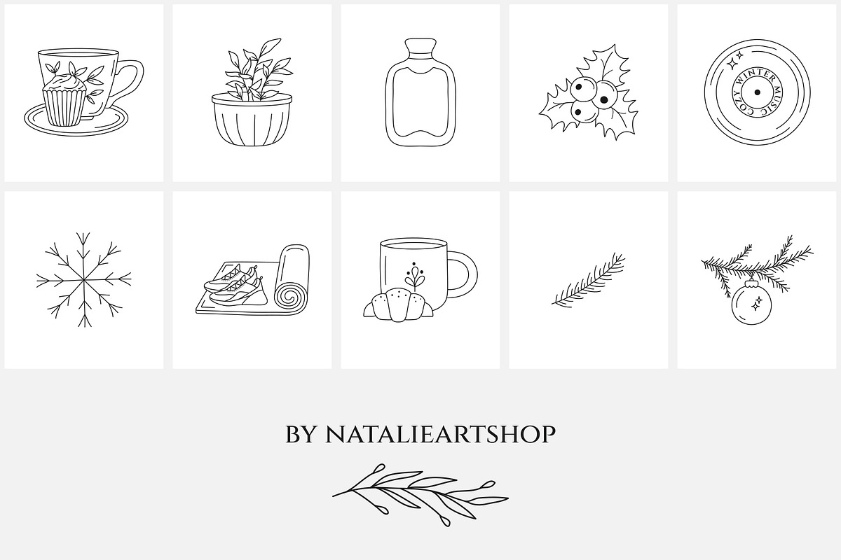 Winter everyday line icon set, an Outline Icon by NatalieArtShop (Photo 14 of 16)