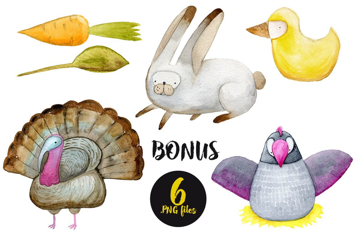 Watercolor Farm Animals Bundle, an Animal Illustration by Bibela (Photo 9 of 16)