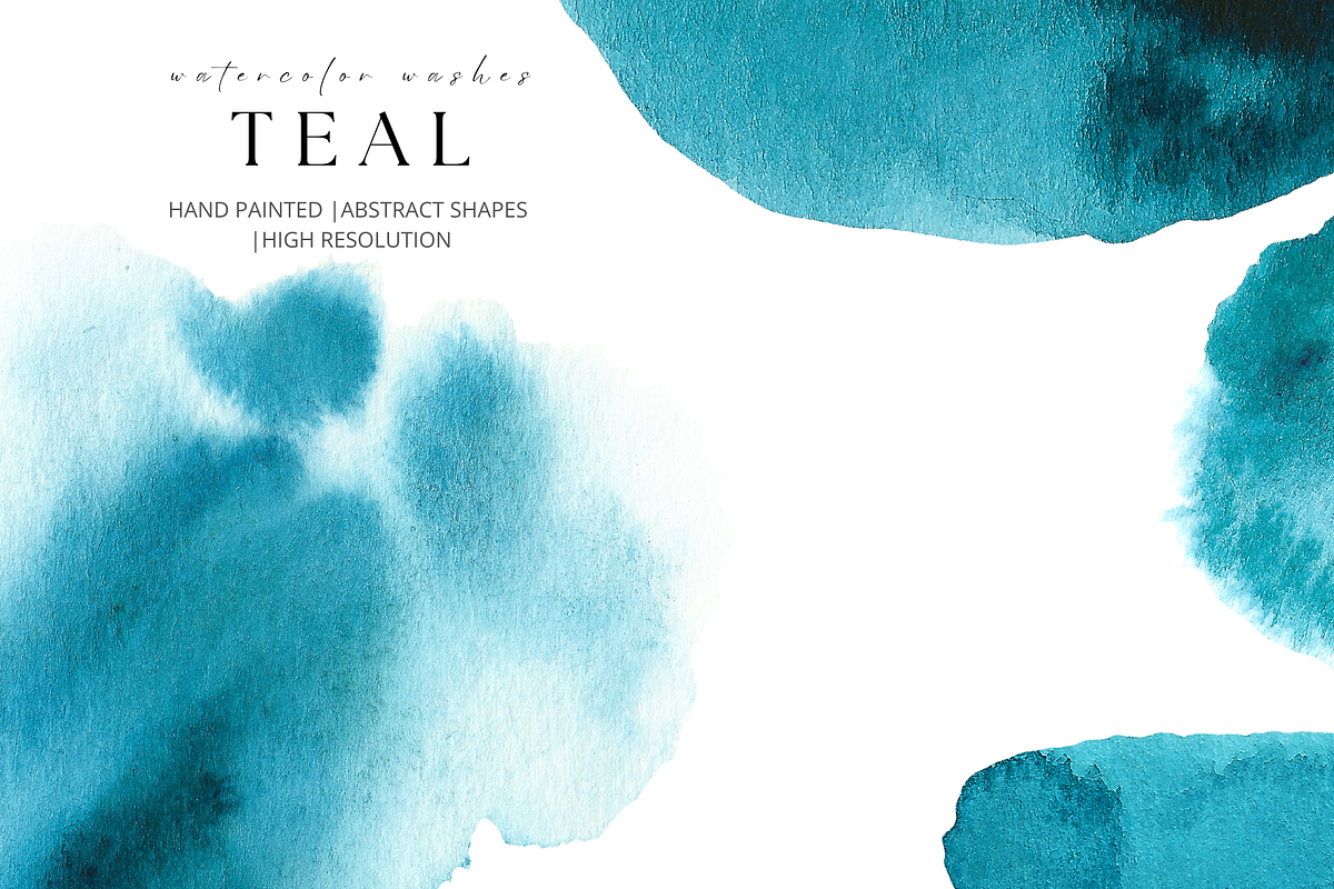Teal Blue Watercolor Washes, a Texture Graphic by Kolorata Art (Photo 4 of 5)