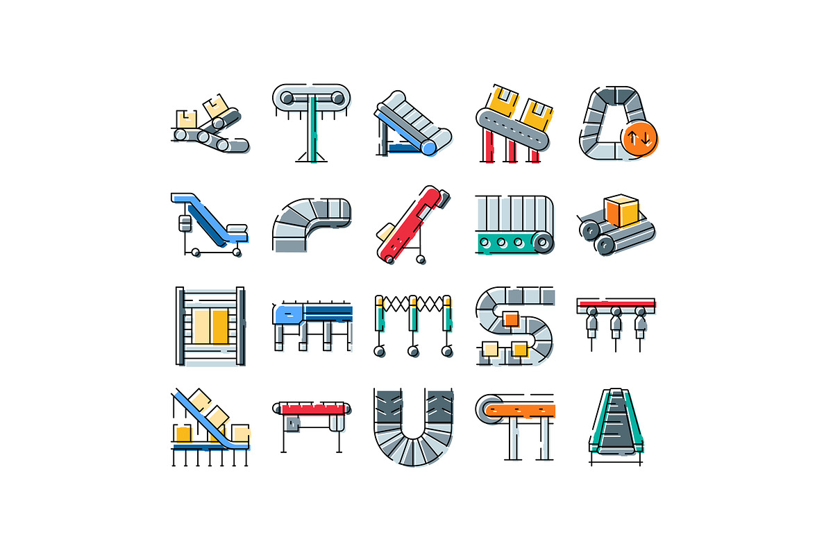 Conveyor belt systems icons for, an Object Graphic by pikepicture (Photo 1 of 3)