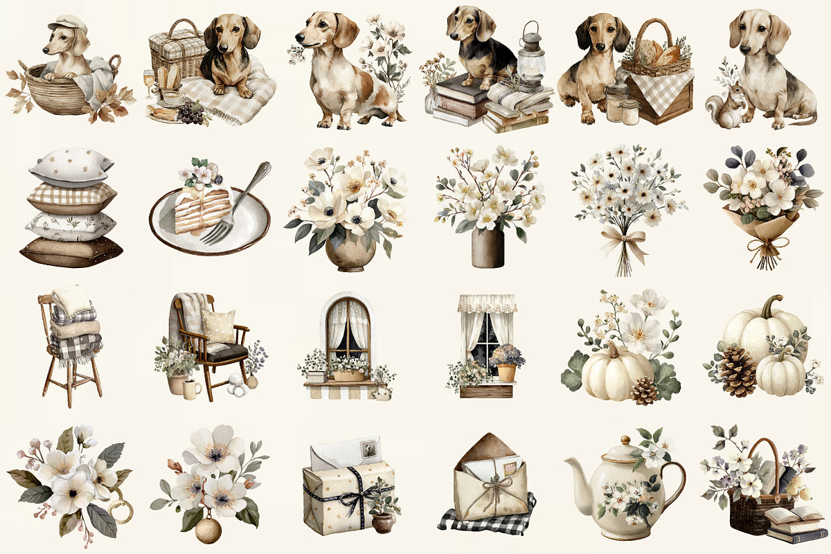 Dachshund Clipart Cozy Dog Png, an Illustration by DreamCafeArt (Photo 2 of 6)