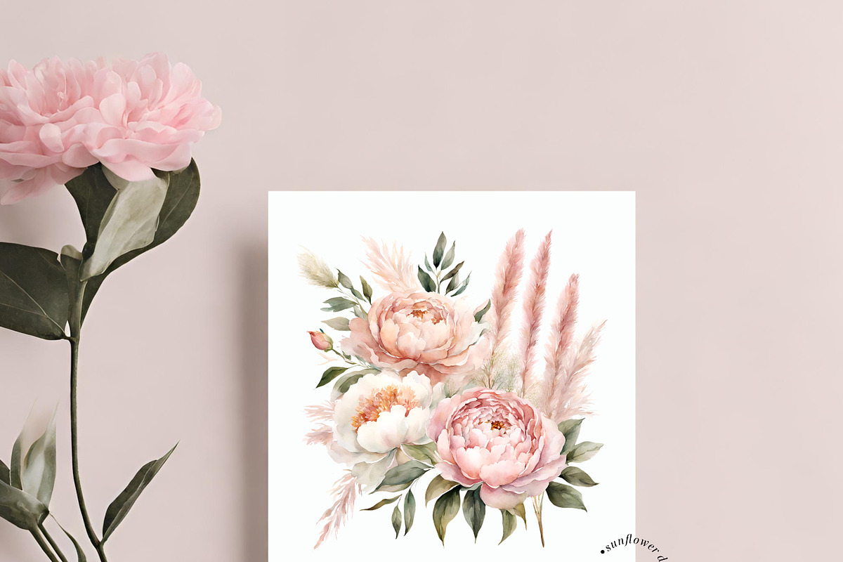 Pink Floral Pampas Grass Clipart, an Illustration by Sunflower Day Love (Photo 4 of 7)