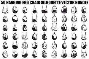 Hanging Egg Chair Silhouette Bundle, an Illustration by Designer_Momina