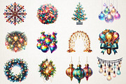 Retro Christmas Lights Watercolor, an Illustration by RobertsArt (Thumbnail 7 of 7)