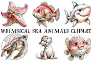 Whimsical Sea Animals Clipart, an Illustration by OK Design (Thumbnail 2 of 6)