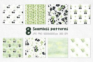 Panda Clipart & Seamless Patterns